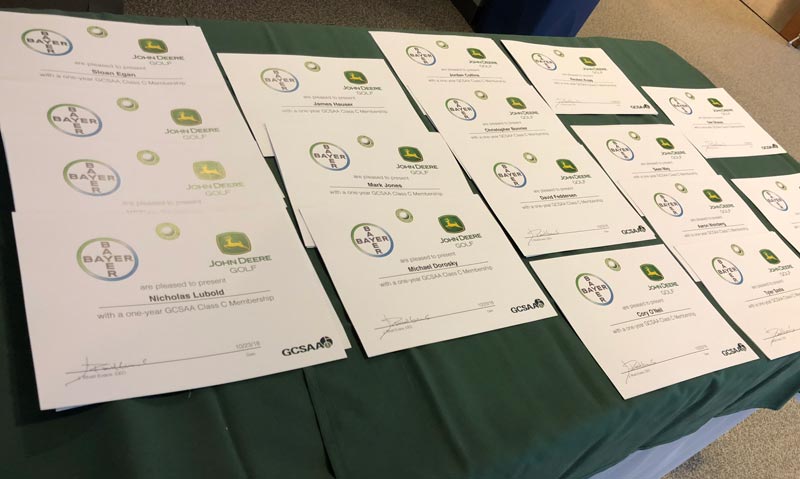 GCSAA membership certificates