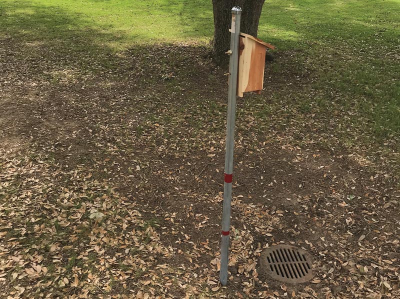 Turf hack: Mark storm drains with nest boxes Golf course nest box