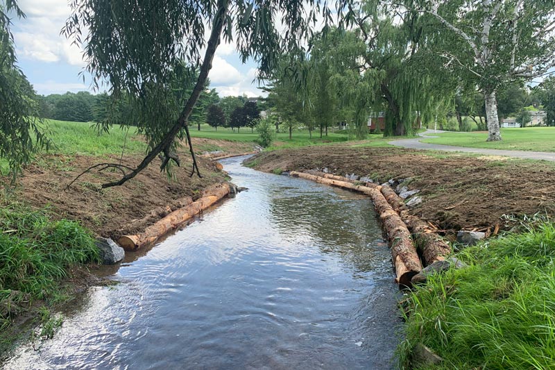 On-course fly-fishing flows from stream restoration Golf course stream restoration