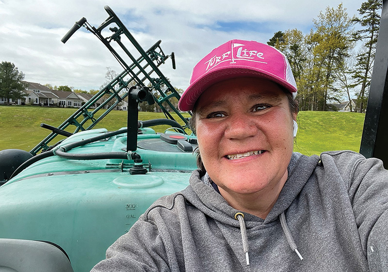 Jennifer Torres at work on the golf course