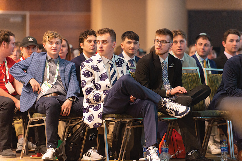 A Turf Bowl student wearing a Purdue blazer at the 2023 GCSAA Conference and Trade Show