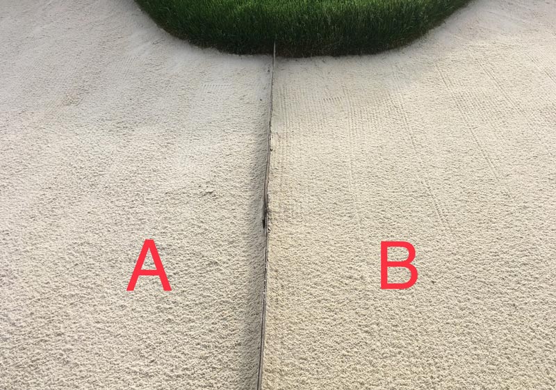 Bunker edges: Inverted-sod technique Bunker sand comparison