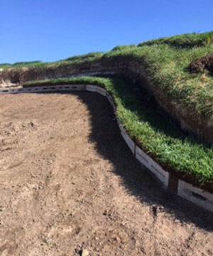 Bunker edges: Inverted-sod technique Bunker topsoil layers