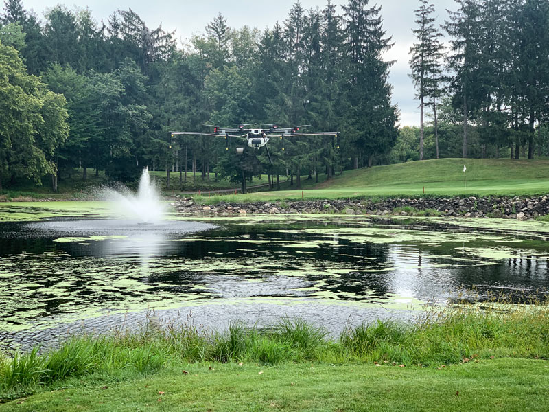 Drone spray applications taking off on golf courses Drone spraying pond