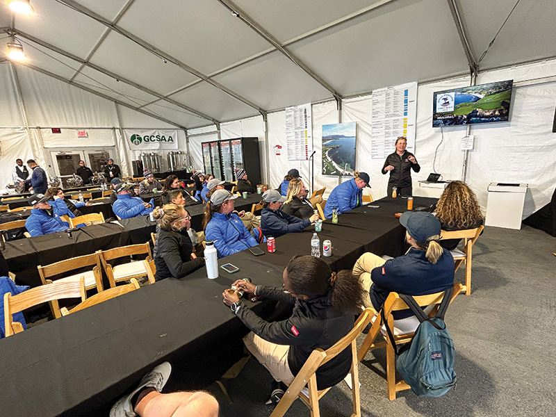 Volunteers gathering in the maintenance tent for professional education