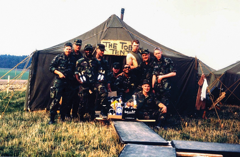 1986 photo of McCall and fellow deployment group members in Germany