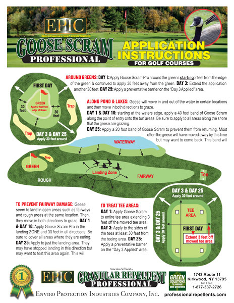 Granular repellents for golf course pest control Golf course goose repellent