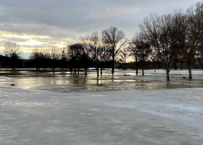 Ice-covered golf course