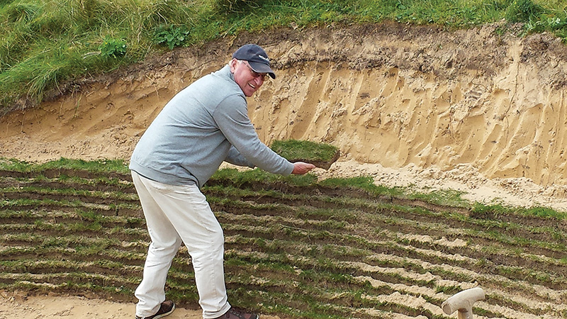 Bill Murray examining a revetted bunker in Ireland