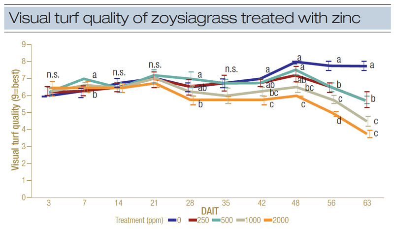 Zinc effects turfgrass