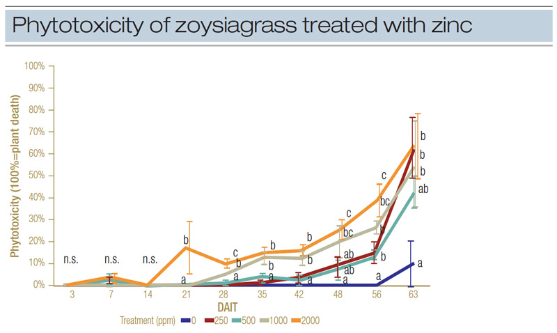 Zinc toxicity turf