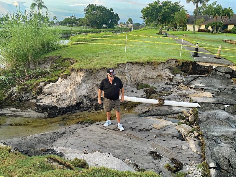 Cart path damage golf course