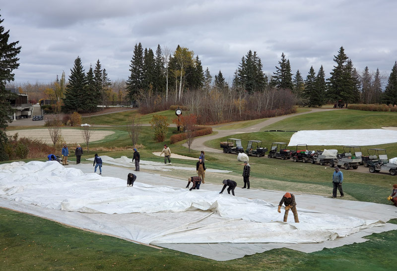 Golf green cover winter