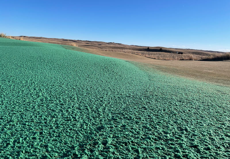 Hydromulch for winter green protection Hydromulch golf course