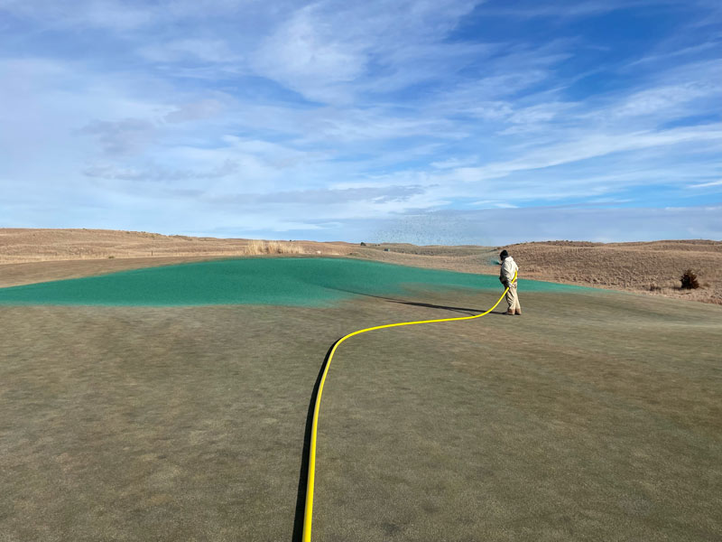 Hydromulch for winter green protection Hydromulching golf green